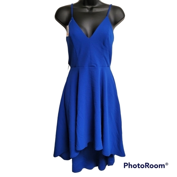 B. Darlin Royal Blue High Low Lace Back Cocktail Party Dress Size 7/8 - Picture 3 of 9